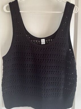 GAP Black Crochet Knit Tank Top